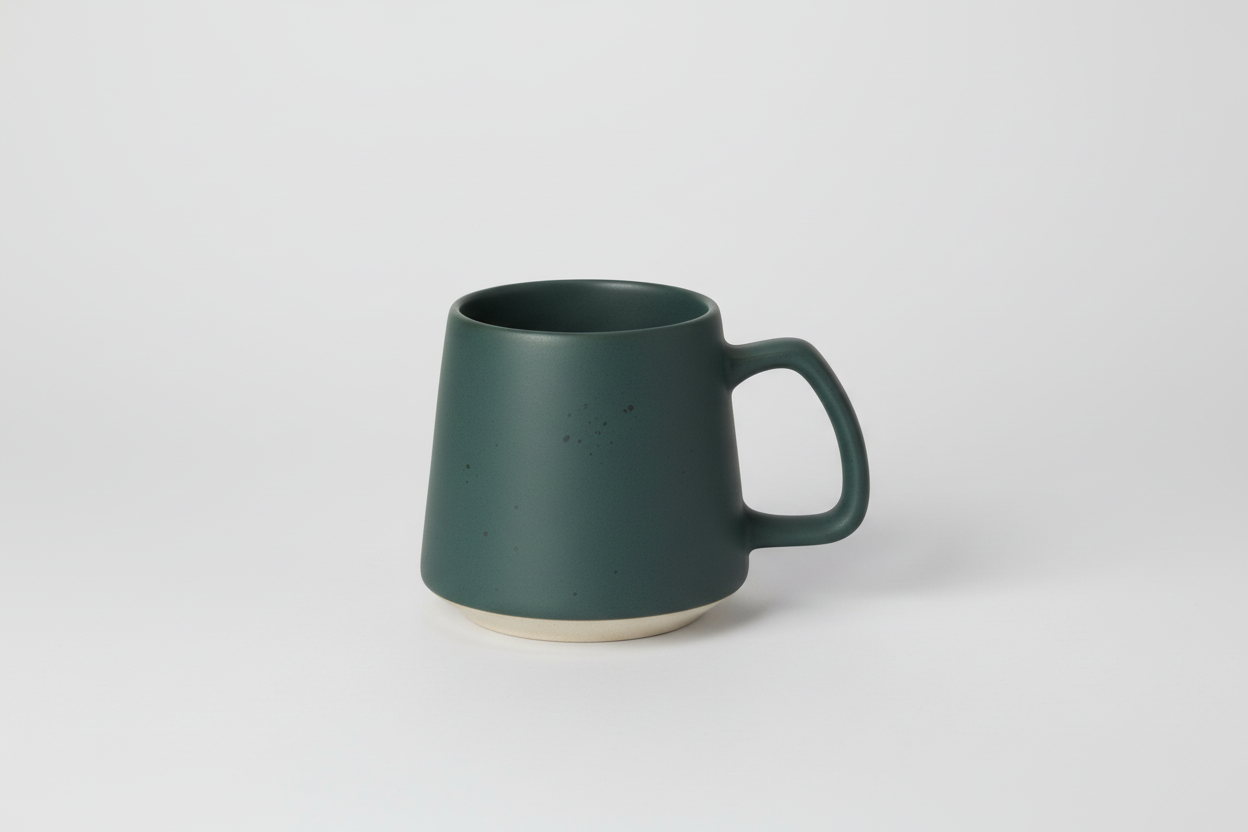 Two dark green mugs on a white background