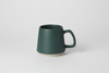 Two dark green mugs on a white background