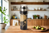Leeza® Bottle "Komorebi" stainless steel 0.5 l-27466 (Black)
